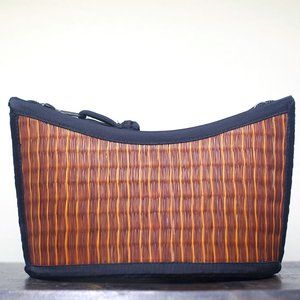 NWT: woven Purse Bag by Saraye, Brown and Black (reed) natural